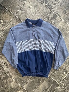 GORDIE HOWE Vintage Blue Striped Pullover Hockey Fan Collectible Polo Shirt